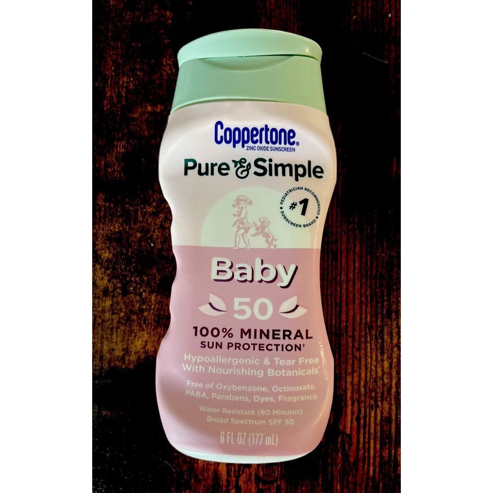 COPPERTONE Pure & Simple #1 Rated! BABY Sunscreen SPF 50 Mineral  Protection 6oz